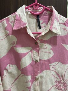 Chic Pink Floral Button-Up Shirt