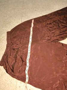 Women's Brown Palazzos with Gold Trim