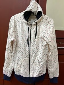 Cute Heart Print Zip-Up Hoodie