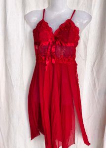 I. Red Lace Babydoll Nightdress
