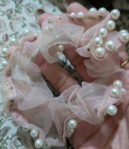 Pearl Scrunchie + pretty waves peach scrunchi
