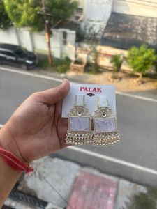 Elegant Pink &amp; Gold Jhumka Earrings