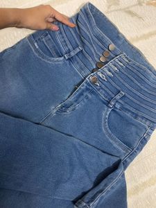 High Waisted Skinny Blue Jeans