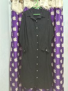 Black Button-Down Shirt Dress