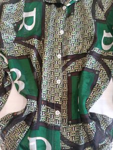 Green Oversized Printed Shirt