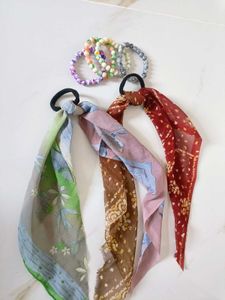 Boho Scarf Hair Ties &amp; Beaded Bracelets