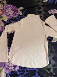 Cream Bell Sleeve Mock Neck Top