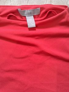 Red Ruched Mock Neck Top