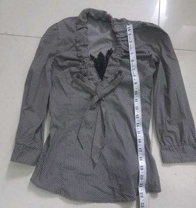 Patterned Ruffle Blouse