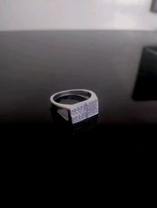 Diamond Gents Silver Ring Pure