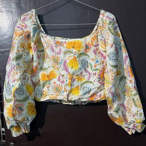 Floral Print Square Neck Top