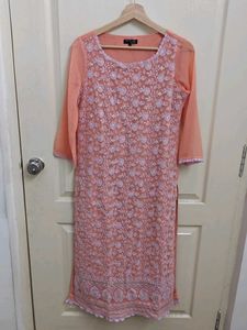Melange Peach Embroidered Kurta