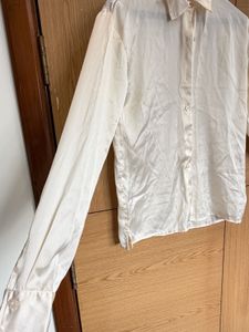 Elegant Cream Silk Button-Down Shirt