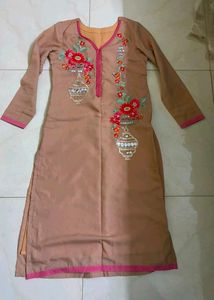 mirror embellished nude colour kurta never worn