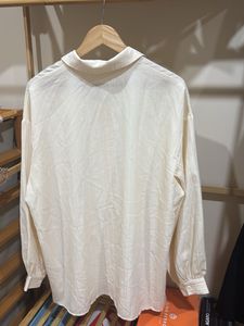 Pleated Cream Long Sleeve Shirt