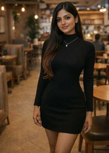 Elegant Black Turtleneck Mini Dress