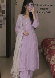 Elegant y2k Lavender Kurta Set with Sequins