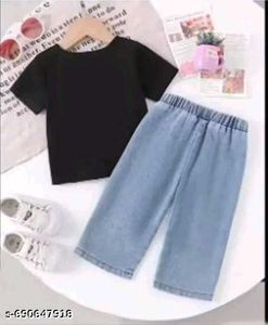 Cute Black Top &amp; Jeans Set