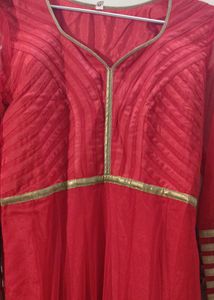 Red Colour Net Beautiful Dress , Long Gown With Du