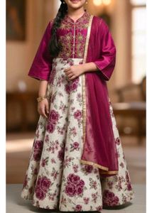 Wedding Wear Anarkali Suit Set For 8-11 Girls