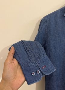 Men's Blue Denim Slim Fit Shirt len th 27
