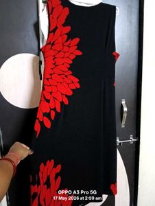 Chic Red &amp; Black Floral Print Beach Dress