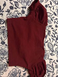 Burgundy Puff Sleeve Top