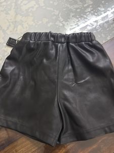 Black Faux Leather Skort with Belt