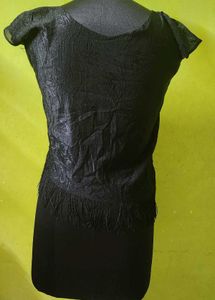 Vintage Black Fringe Top