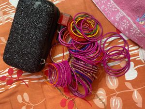 velvet Bangles set & Clutch bag