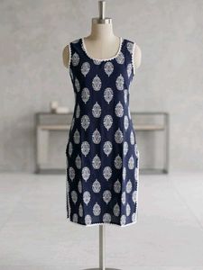 Navy Blue Printed Kurta