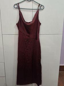 maroon Satin Slip Dress