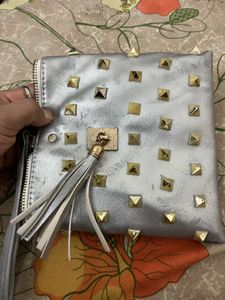 Silver Studded Clutch Bag