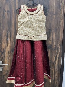 HALF SAREE WITH DUPATTA MAROON