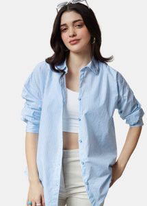 H&m Striped Cotton Oversized Shirt