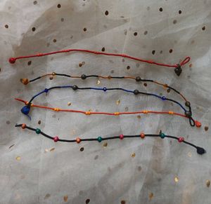 Handmade boho Colorful String anklet combo of 5