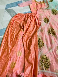 Elegant Peach &amp; Mint Indian Suit Set