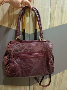 Chic Maroon Leather Handbag