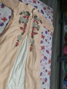 Peach Embroidered Kurta Set