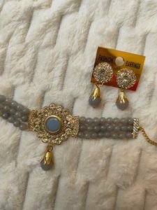 Elegant Gray &amp; Gold Jewelry Set