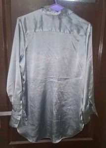 Satin Silver Shirt partywear