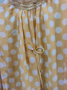 Yellow Polka Dot Kurta with Tiered Sleeves