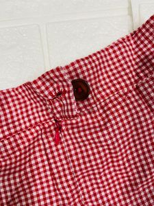 Chic Red Gingham Pleated Skirt