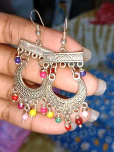 Boho Multicolor Bead Jhumka Earrings