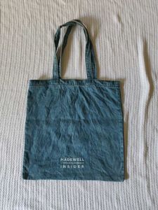 Denim Tote Bag with "UP TOP" Graphic