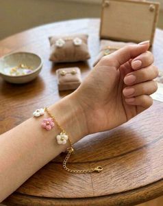 Crochet Flower Charm Bracelet