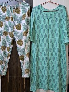 Turquoise Kurti Pant Set 🩵