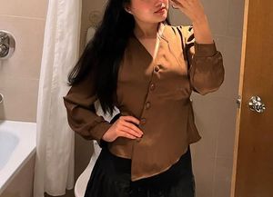 Stylish Brown Satin Blouse