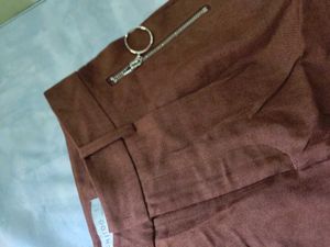 Brown Cargo Pants with Zipper Accents