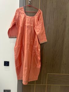 last price Elegant Peach Embroidered Kurta Set